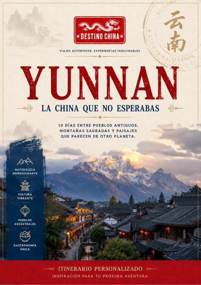 Portada del itinerario de viaje a Yunnan, ejemplos de destinos posibles.